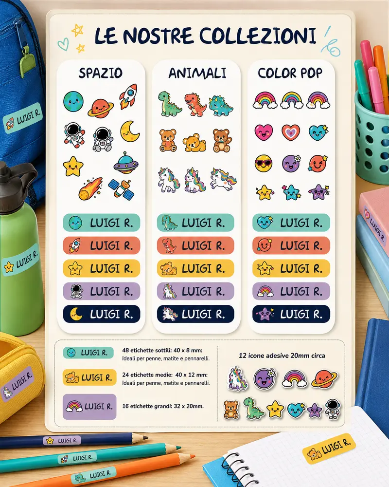 Adesivi Scolastici Personalizzati (100 pezzi)