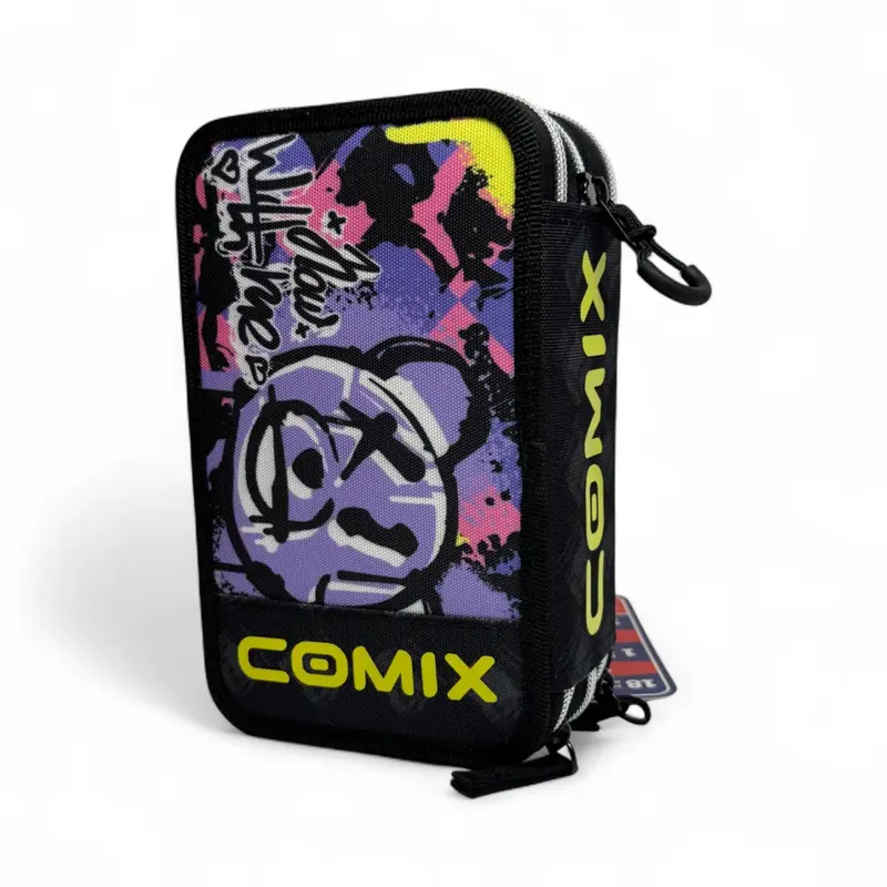 Astuccio 3 Zip Comix WBS Viola/Giallo Completo 3 Scomparti