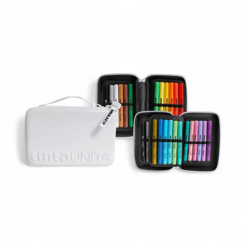 Astuccio con zip e maniglia 24 pennarelli acrilici Tinta Unita Art Marker