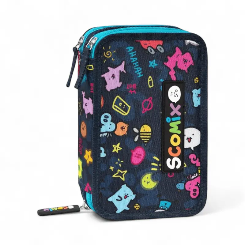 Astuccio Corredato 3 Zip Allover Scomix