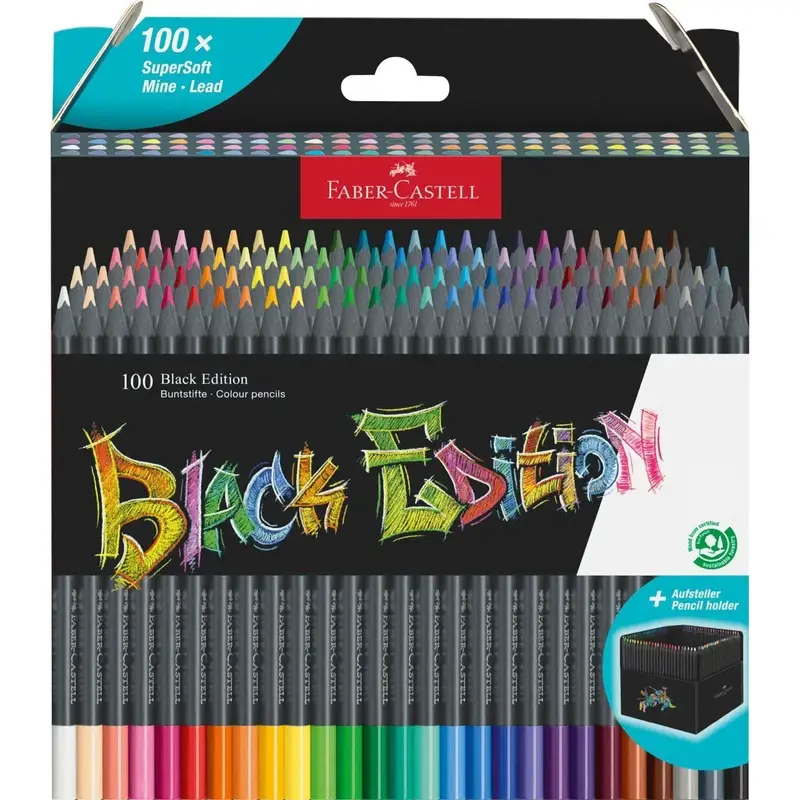 Astuccio in cartone da 100 matite colorate Black Edition
