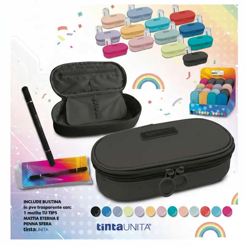 Astuccio Ovale Tinta Unita Excellent | Con Penna Bipunta TU Tips Inclusa