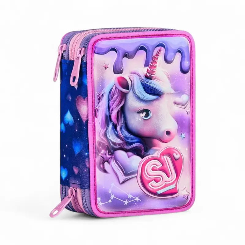 Astuccio scuola Seven SJ 3 zip 3D Pixie Unicorn