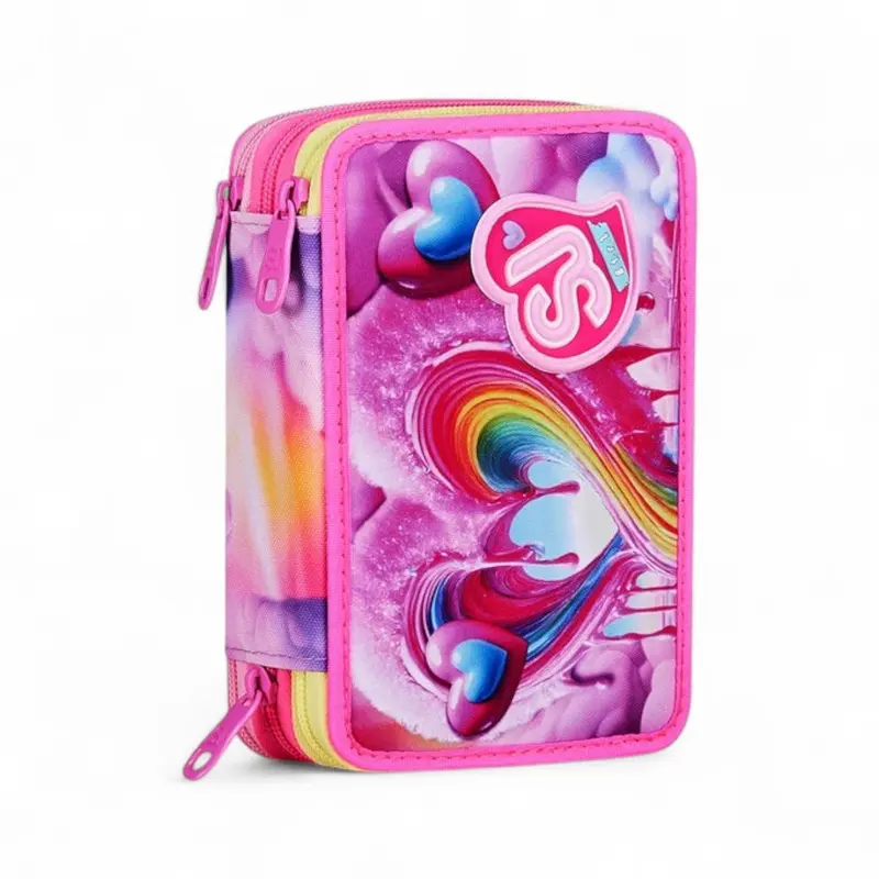 Astuccio scuola Seven SJ 3 zip Joyful Pins Girl