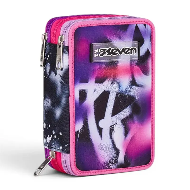 Astuccio Seven 3 Zip Buzzy Note Girl completo scuola