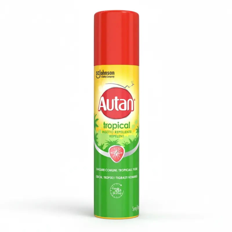 Autan Tropical Spray Aerosol – Repellente Insetti 100ml, Protezione 8 Ore Zanzare Antizanzare