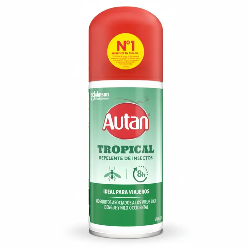 Autan Tropical Spray Secco Viaggiatori – Repellente 100ml, Protezione 8 Ore Zika Dengue Antizanzare