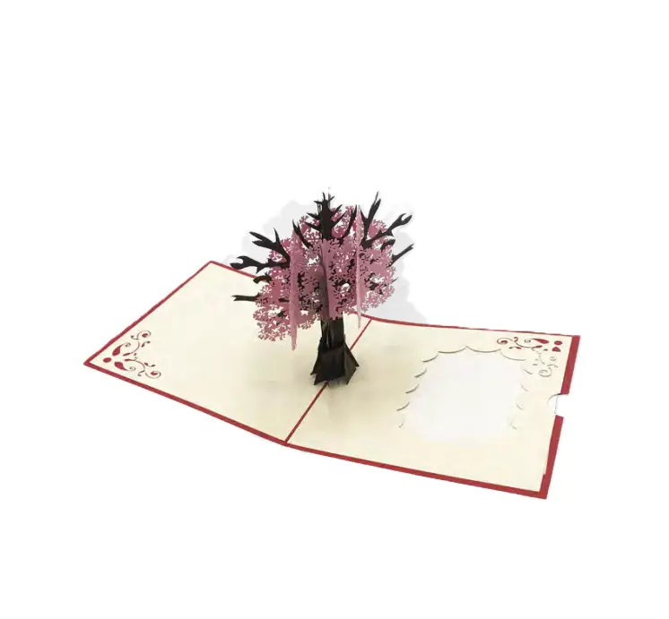 Biglietto Augurale Origami Albero della vita rosa