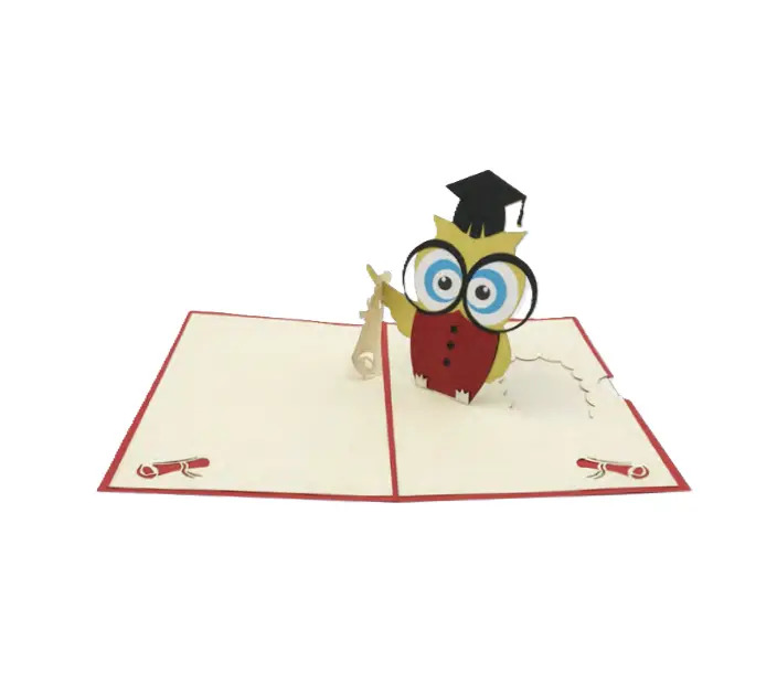 Biglietto Augurale Origami Laurea Gufetto