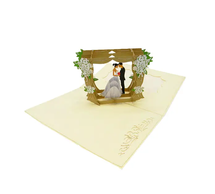 Biglietto Augurale Origami Matrimonio Sposi Altare
