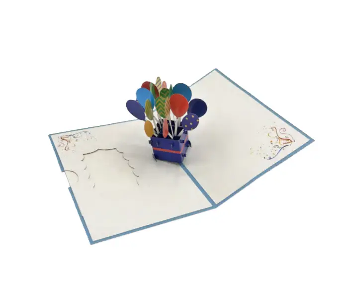 Biglietto Augurale Origami Pacco regalo Palloncini