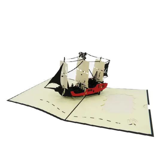 Biglietto Augurale Origami Veliero Pirati