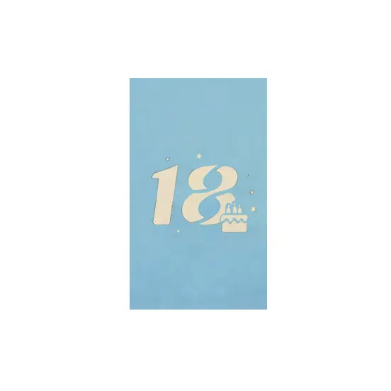 Biglietto Augurale Pop-Up Origami 18 Anni Celeste