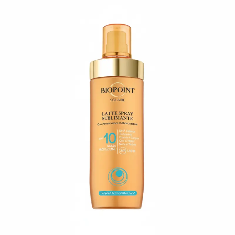 Biopoint Solaire Latte Spray Sublimante SPF 10 - 250ml Protezione Corpo Acceleratore Abbronzatura Solari