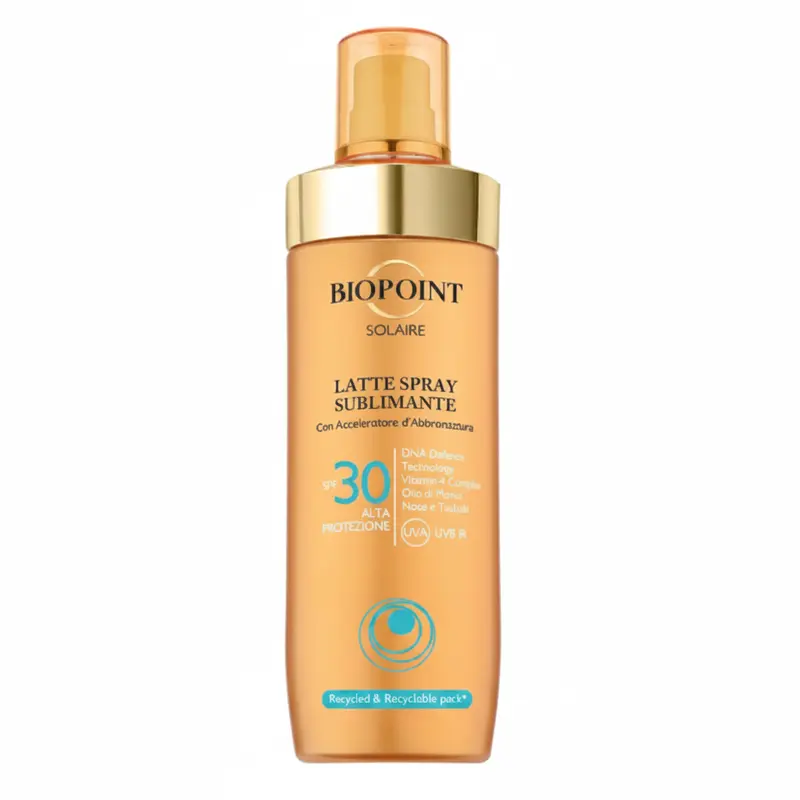 Biopoint Solaire Latte Spray Sublimante SPF 30 - 250ml Protezione Corpo Acceleratore Abbronzatura Solari