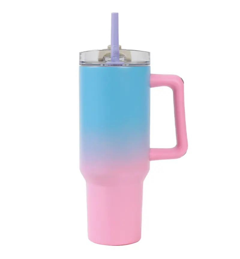 Borraccia Termica con manico Travel Mug 1200 ml Sfumata Rosa/Blu