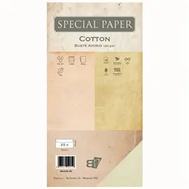 Buste Bapi Cotton Avorio 11x22 120 gr. 25 pz.