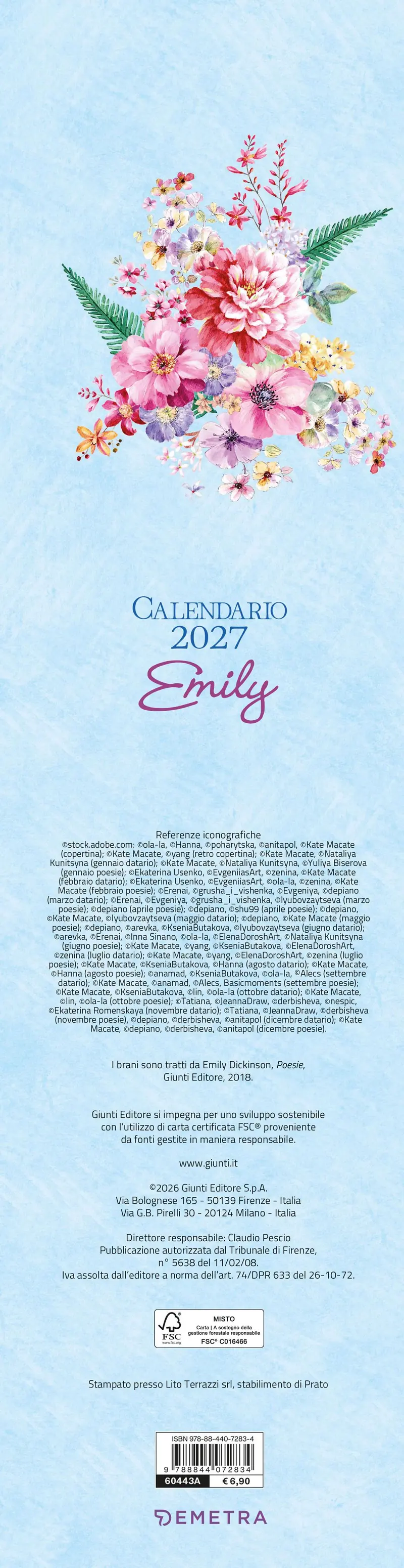 Calendario Emily Stretto 2027 da parete (12,5 x 48 cm)