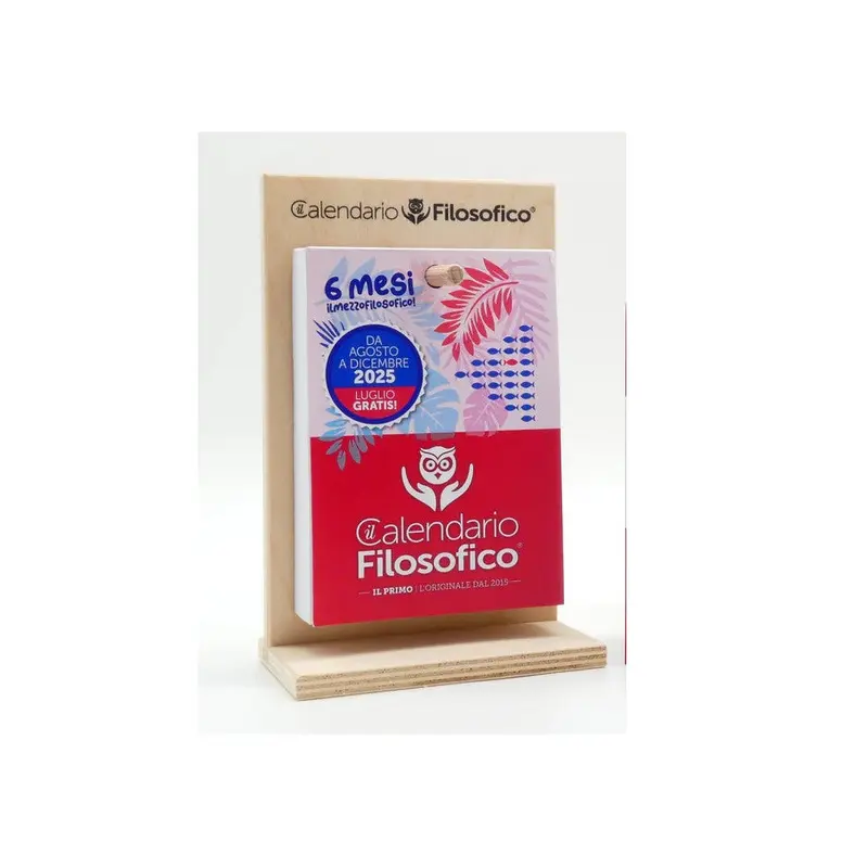 Calendario Filosofico 2025 Summer Edition – Base in Legno + calendario Ago–Dic 2025)