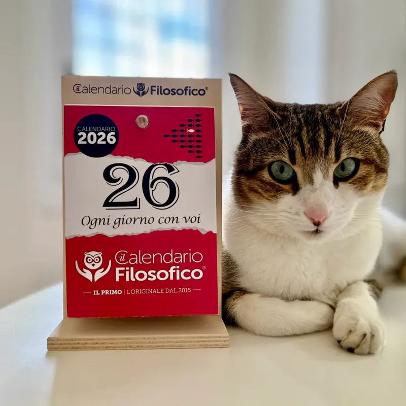 Calendario Filosofico 2026 – Formato A6 (10×14 cm) con Supporto in Legno