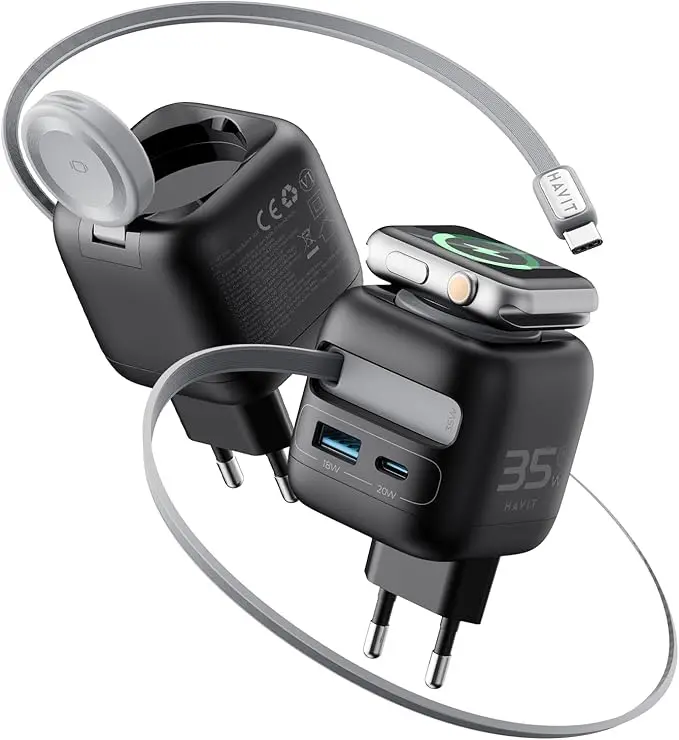 CARICABATTERIA HAVIT UC250 35W USB-A+USB-C E Carica Orologio