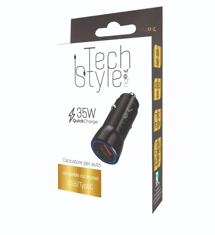 Caricatore per auto doppio Type USB/Type C