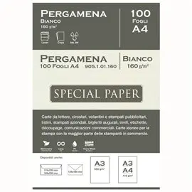 Carta Pergamena Bianco A4 160 gr. 100 ff