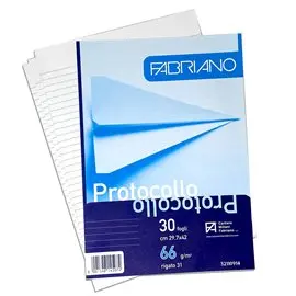 Carta Protocollo 66 gr.Fabriano 1 Rigo 40 Blister da 30 ff