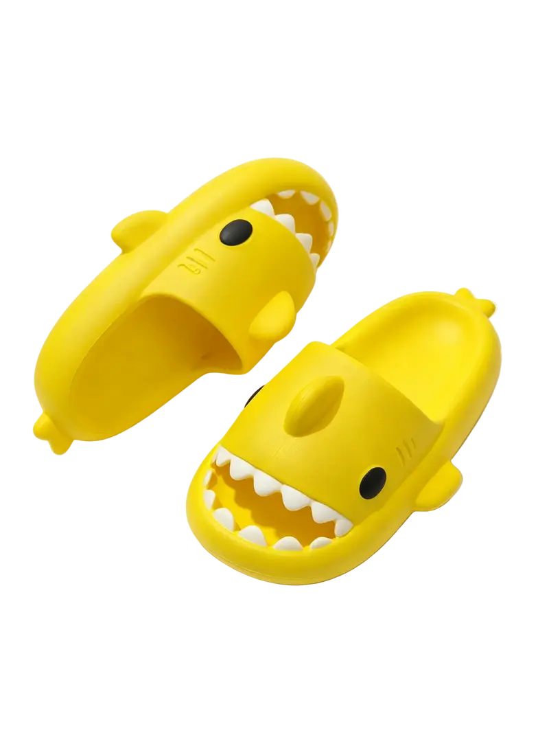 Ciabatte a forma di squalo giallo per bambini, ciabatte in EVA morbide antiscivolo, per casa, bagno e spiaggia