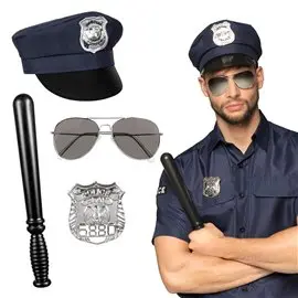 Ciao Set Polizia Cappello Occhiali e Manganello