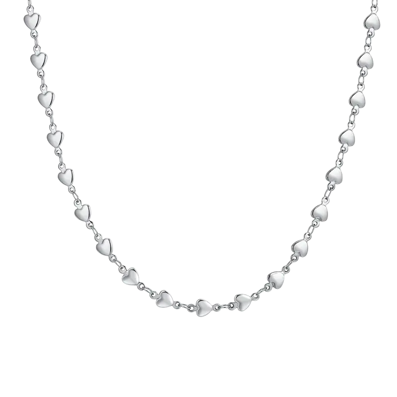 Collana Donna in Acciaio a Maglie di Cuori – Luca Barra