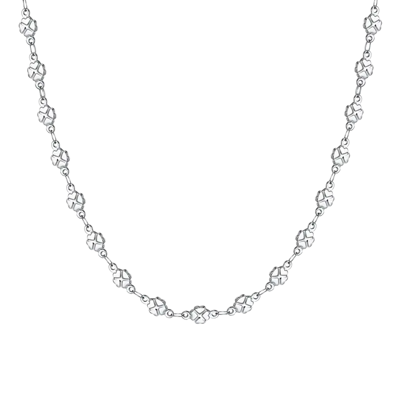 Collana Donna in Acciaio a Maglie di Quadrifogli – Luca Barra
