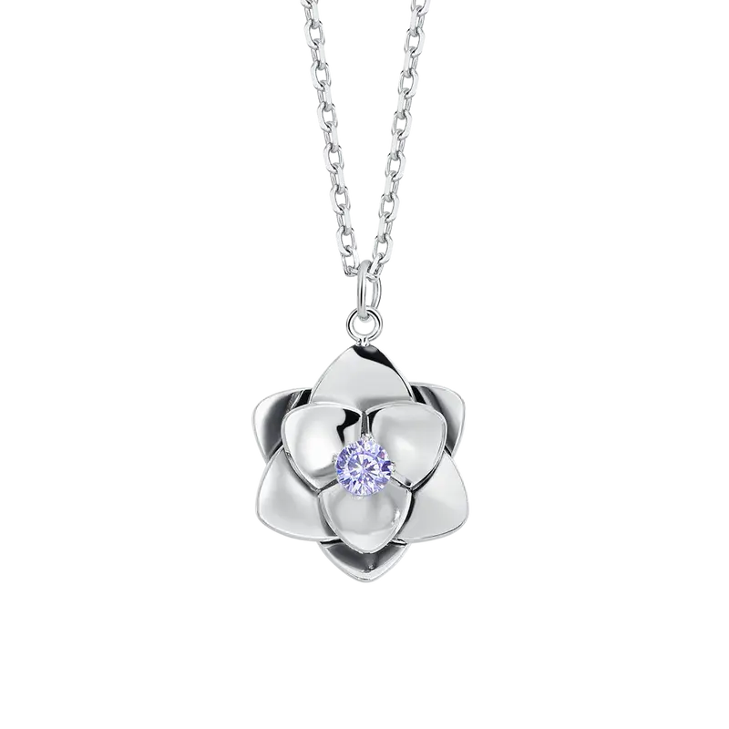 Collana Donna in Acciaio con Fiore e Zirconi Viola – Luca Barra