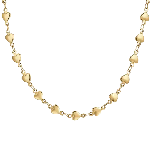 Collana Donna in Acciaio IP Gold a Maglie di Cuori – Luca Barra