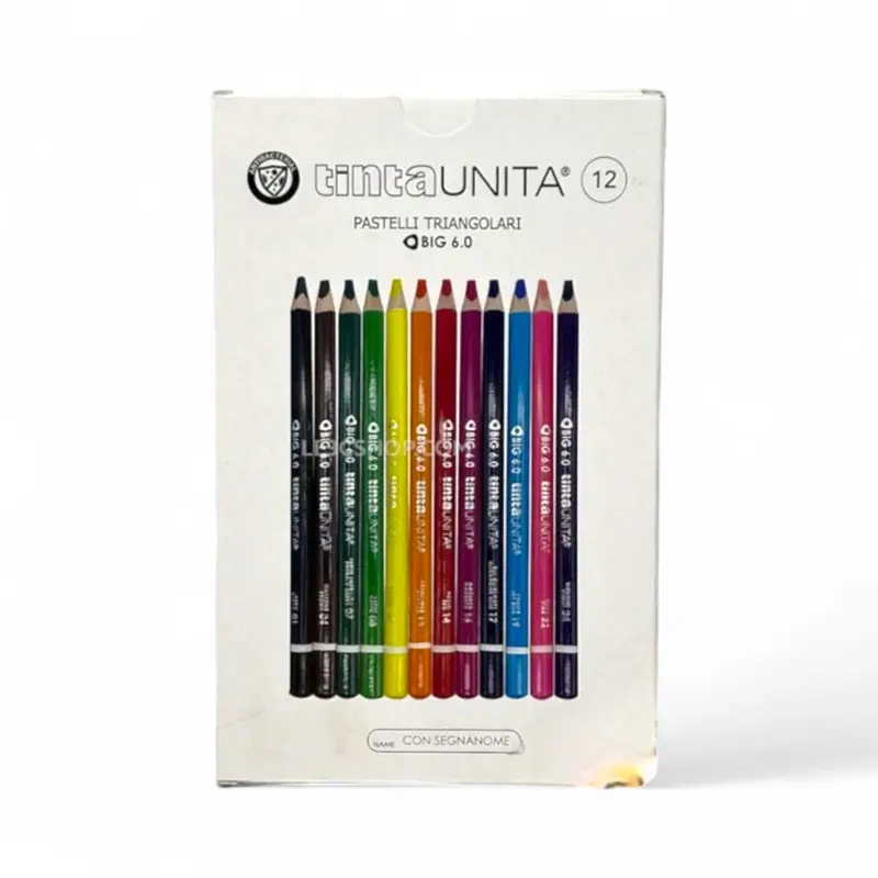 Colori a Pastelli Tinta Unita Triangolari 6 mm – Set 12 Pezzi con Segnanome