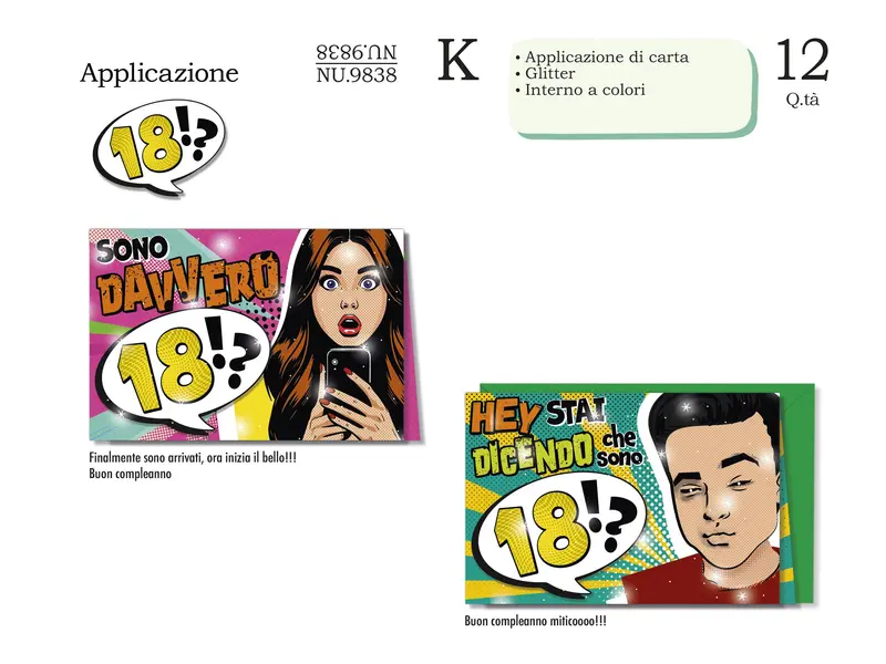 CROMO BIGLIETTI 18 ANNI NU.9838 - Conf da 12