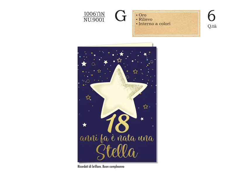 CROMO BIGLIETTI AUGURALI 18 ANNI LEI NU.9001- Conf da 6