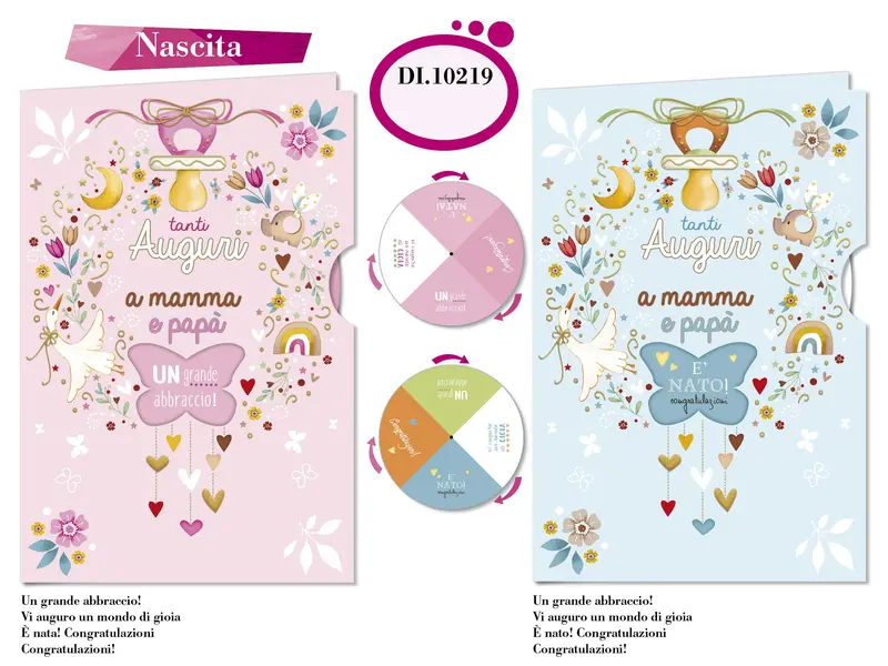 CROMO BIGLIETTI AUGURALI I DISCOLI NASCITA DI.10219 -Conf da 12