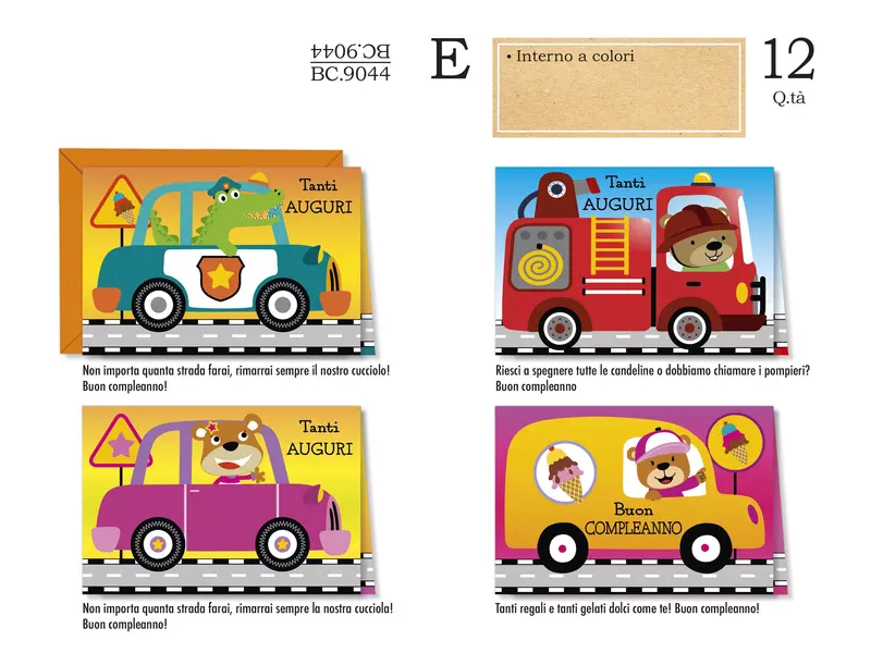 CROMO BIGLIETTI COMPLEANNO BAMBINI BC.9044- Conf da 12