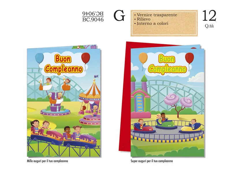 CROMO BIGLIETTI COMPLEANNO BAMBINI BC.9046 - Conf da 12
