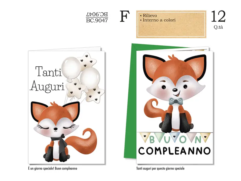 CROMO BIGLIETTI COMPLEANNO BAMBINI BC.9047 - Conf da 12