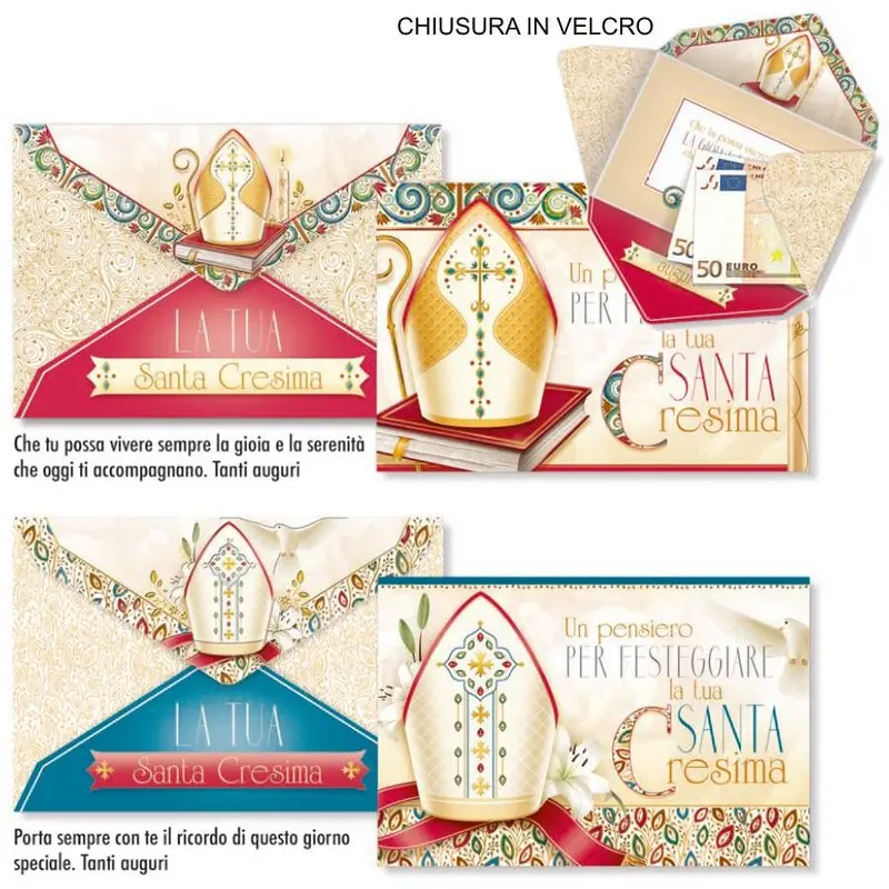 CROMO BIGLIETTI CRESIMA PORTASOLDI CON VELCRO CR.8188- Conf da 12