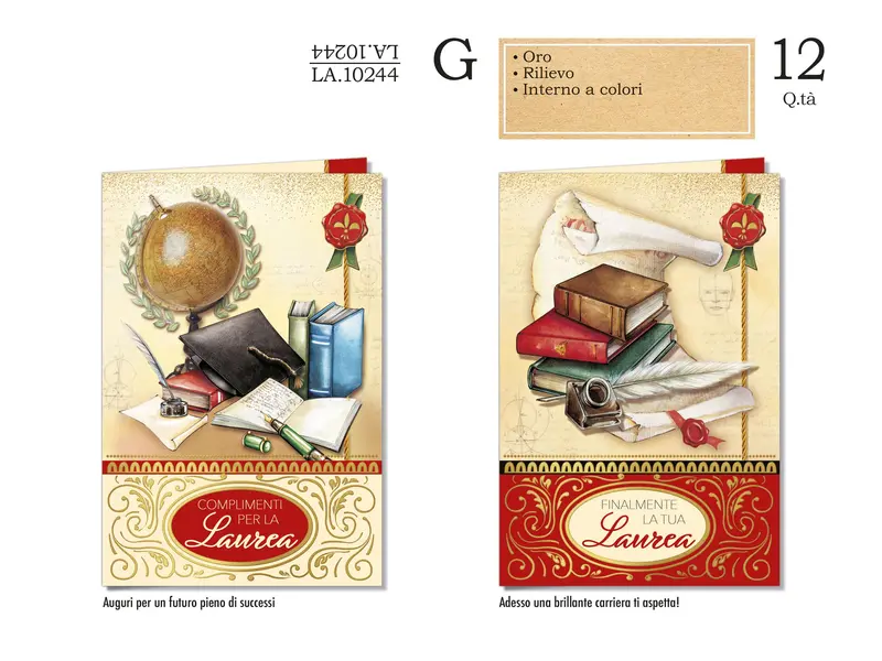 CROMO BIGLIETTI LAUREA LA.10244- Conf da 12