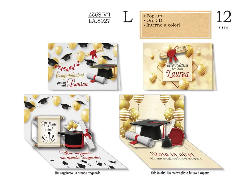 CROMO BIGLIETTI LAUREA POP UP LA.8927 - Conf da 12