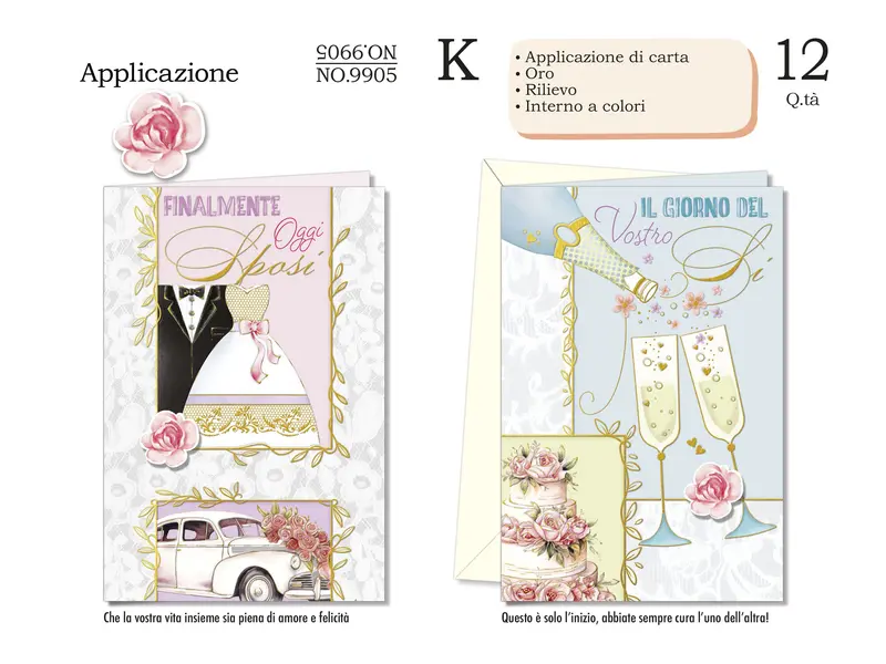 CROMO BIGLIETTI NOZZE NO.9905 - Conf da 12