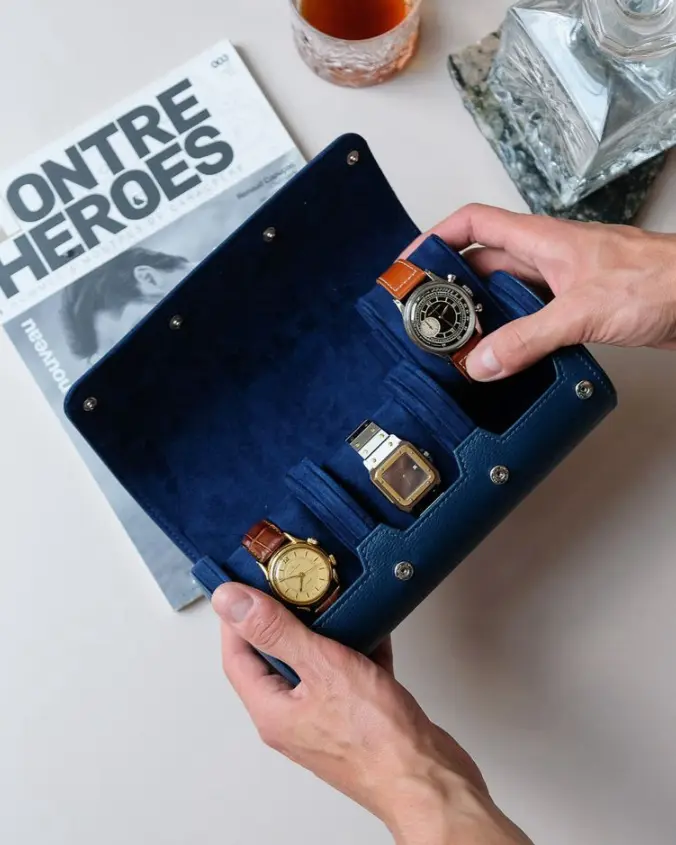 Custodia per orologi - James - 3 posti Blu Scuro Maison Scarlett