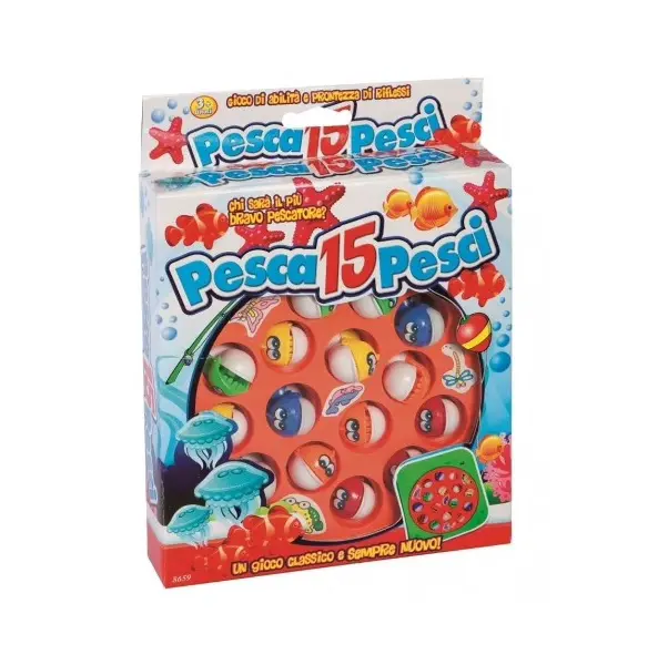 Gioco pesca 15 pesci in scatola
