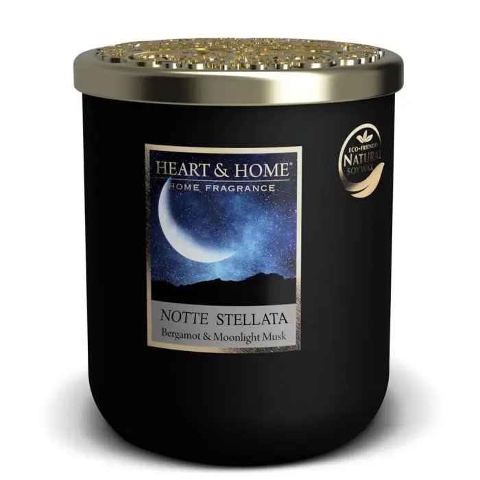 Heart & Home Candela Profumata Notte Stellata – Cera di Soia 320 g, 75 Ore