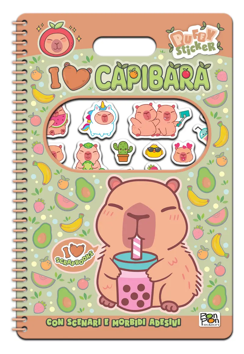 I Love Capibara. Puffy sticker. I love scrapbooks