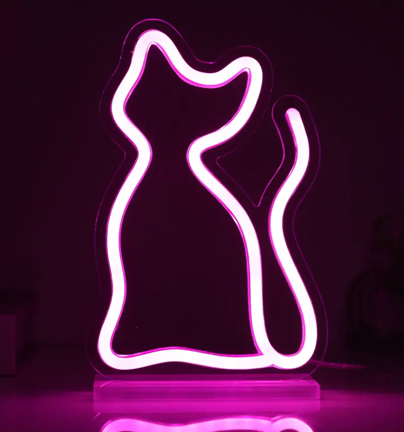 Insegna LED USB con base Gatto